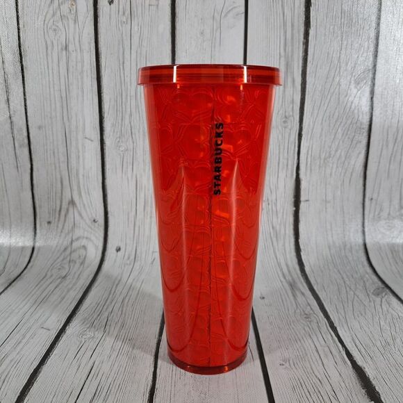Starbucks Heart Embossed Venti Valentine’s Day Tumbler Cup w/ Lid No Straw Rare - Picture 1 of 14